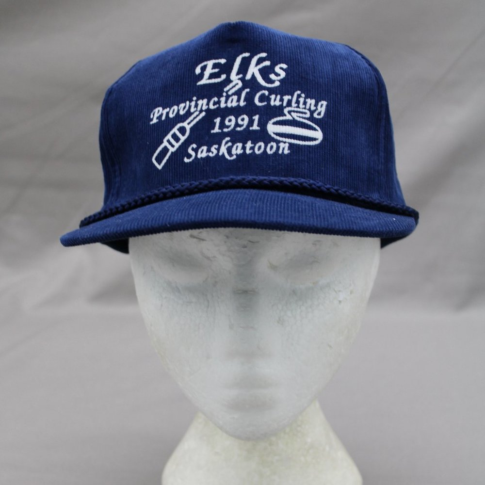 Vintage Corduroy Hat - Elks Provincial Curling Championship 1991 -Adult Snapback